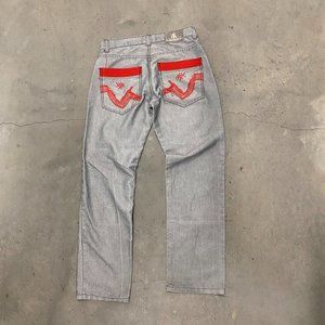 Vintage Y2K Red Ape Embroidered Denim Jeans Baggy Skater 2000s Streetwear